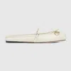 Gucci Horsebit Leather Ballet Flats In White
