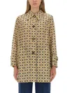 Gucci Single-breasted Horsebit-print Coat In Multicolor