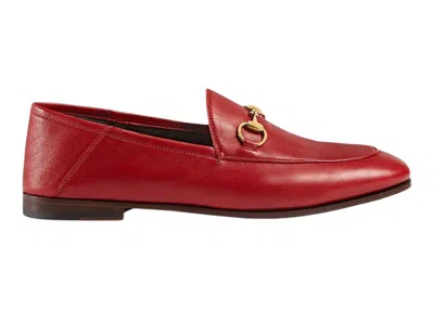 Pre-owned Gucci Women's  Horsebit Slip On Loafer Leather Sneakers In Red/gold