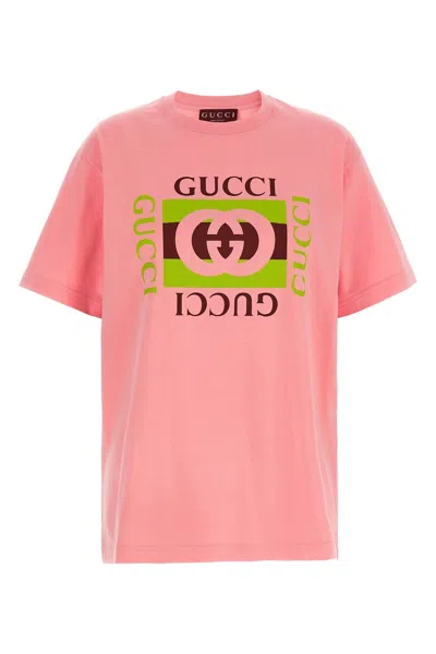 Gucci Women ' Incrocio Gg E Web' Print T-shirt In Pink
