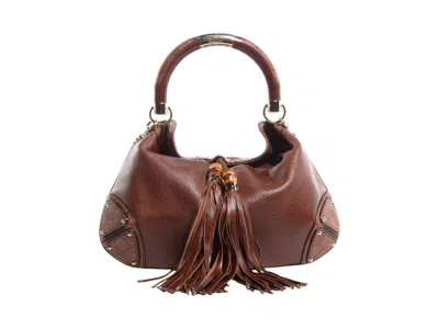 Pre-owned Gucci Women's  Indy Babouska Large Gg Shoulder Bag In Brown