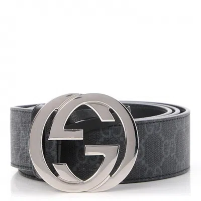 Pre-owned Gucci Women's  Interlocking G Belt Gg Supreme In Black