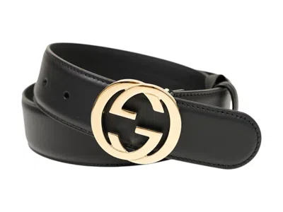 Pre-owned Gucci Women's  Interlocking G Belt Light Goldtone In Black