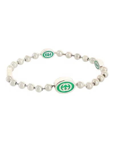 Pre-owned Gucci Women's  Interlocking G Boule Chain Bracelet In Silver