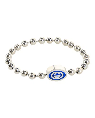 Pre-owned Gucci Women's  Interlocking G Boule Chain Bracelet In Silver