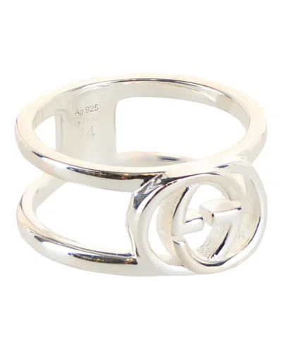 Pre-owned Gucci Women's  Interlocking G Cutout Ring In Silver