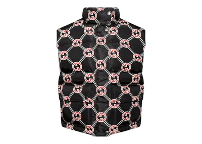Pre-owned Gucci Women's  Interlocking G Down Vest In Black