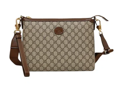 Pre-owned Gucci Women's  Interlocking G Messenger Bag In Beige/ebony In Multi