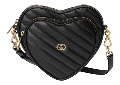 Pre-owned Gucci Women's  Interlocking G Mini Heart Shoulder Bag In Black