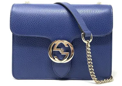 Pre-owned Gucci Women's  Interlocking G Shoulder Bag In Blue