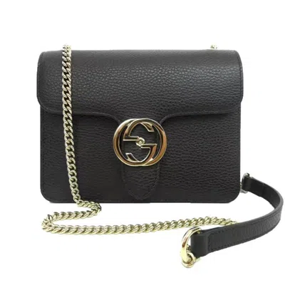Pre-owned Gucci Women's  Interlocking G Shoulder Bag Small In Black