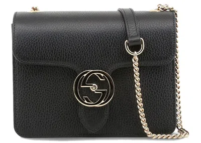 Pre-owned Gucci Women's  Interlocking Gg Shoulder Bag In Black
