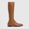 Gucci Jordaan Nappa Knee-high Boots In Brown
