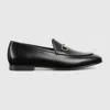 Gucci Polished Black Leather Loafers With Gold-tone Hardware In Black