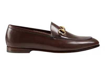 Pre-owned Gucci Women's  Jordaan Loafer Leather Sneakers In Brown/gold