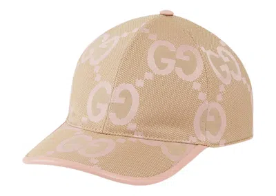 Pre-owned Gucci Women's  Jumbo Gg Baseball Hat In Beige/light Pink