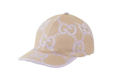 Pre-owned Gucci Women's  Jumbo Gg Baseball Hat In Beige/lilac