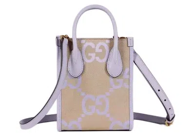 Pre-owned Gucci Women's  Jumbo Gg Mini Tote Bag In Beige/lilac In Multi