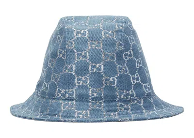 Pre-owned Gucci Women's  Lame Bucket Hat In Blue