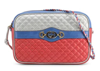 Pre-owned Gucci Women's  Laminated Quilted Crossbody In Silver/red/blue In Multi