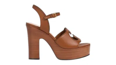 Pre-owned Gucci Women's  Leather Platform Sandals Sneakers In Brown