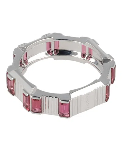 Pre-owned Gucci Women's  Link To Love Rubellite Ring In Silver