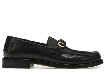 Pre-owned Gucci Women's  Logo Loafers Leather Sneakers In Black/gold