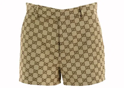 Pre-owned Gucci Women's  Logo Shorts In Beige And Ebony