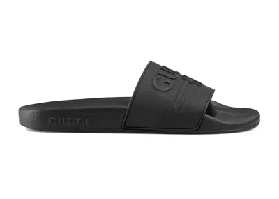 Pre-owned Gucci Women's  Logo Slide Rubber Sneakers In Black