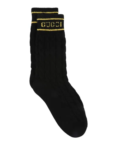 Pre-owned Gucci Women's  Logo Wool Crew Socks In Multi