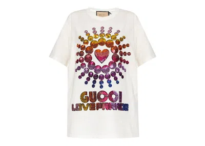 Pre-owned Gucci Women's  Love Parade Oversized T-shirt In White