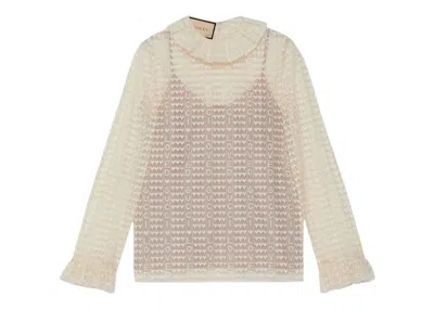 Pre-owned Gucci Women's  Lovelight Lace Cardigan In Beige