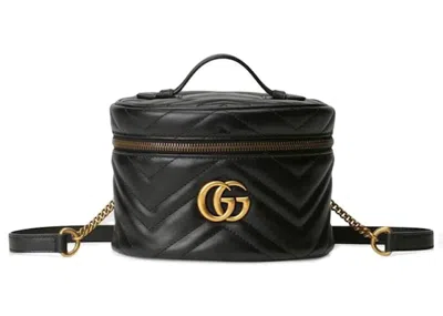 Pre-owned Gucci Women's  Marmont Gg Travel Backpack In Black