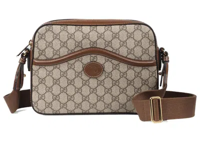 Pre-owned Gucci Women's  Messenger Bag With Interlocking G In Beige/ebony
