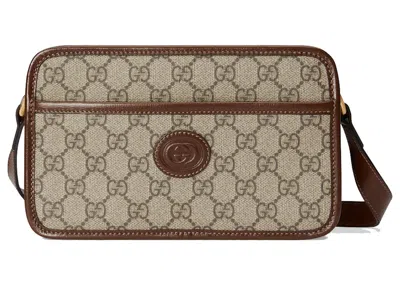 Pre-owned Gucci Women's  Mini Bag With Interlocking G In Beige/ebony