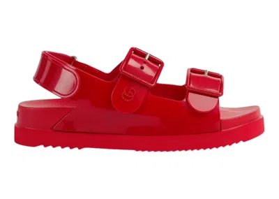 Pre-owned Gucci Women's  Mini Double G Sandal Rubber Sneakers In Red