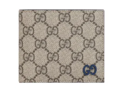 Pre-owned Gucci Women's  Monogram Bifold Wallet In Beige/ebony/blue In Multi