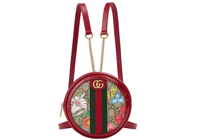 Pre-owned Gucci Women's  Ophidia Backpack Gg Flora Mini In Red