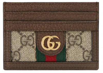 Pre-owned Gucci Women's  Ophidia Card Case Gg Supreme In Beige/ebony