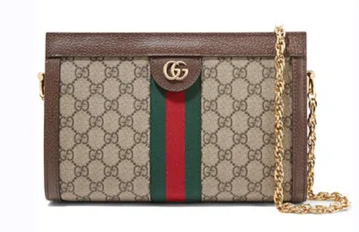 Pre-owned Gucci Women's  Ophidia Convertible Clutch Gg Web Small In Brown