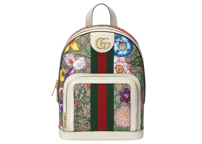 Pre-owned Gucci Women's  Ophidia Flora Backpack In White