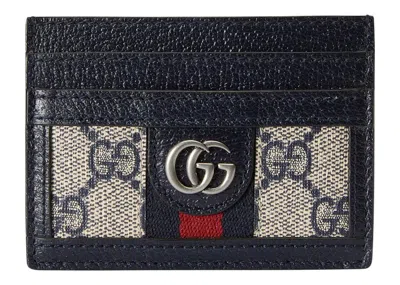 Pre-owned Gucci Women's  Ophidia Gg Card Case In Beige/blue In Multi