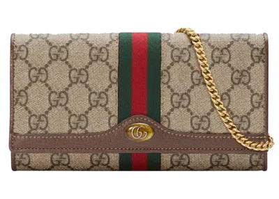 Pre-owned Gucci Women's  Ophidia Gg Chain Wallet In Beige/ebony