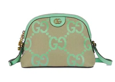 Pre-owned Gucci Women's  Ophidia Jumbo Gg Small Shoulder Bag In Camel/mint