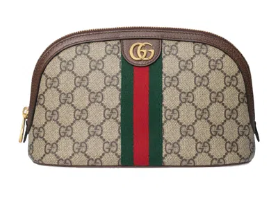 Pre-owned Gucci Women's  Ophidia Large Cosmetic Case In Beige/ebony In Multi