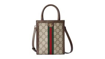 Pre-owned Gucci Women's  Ophidia Super Mini Shoulder Bag In Beige/brown