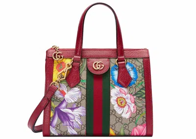 Pre-owned Gucci Women's  Ophidia Tote Bag Gg Flora Small In Red