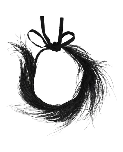 Pre-owned Gucci Women's  Ostrich Feather Choker Necklace In Black