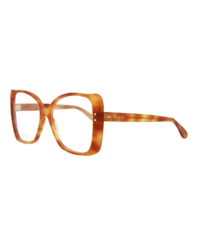 Pre-owned Gucci Women's  Oversized Eyeglasses/30006450003) In Havana/transparent (gg0473o