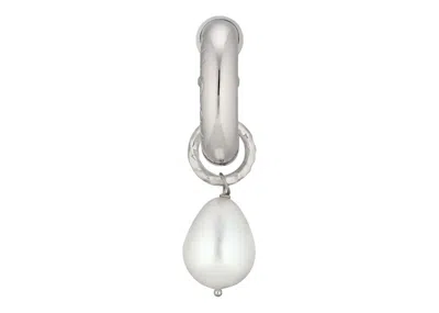 Pre-owned Gucci Women's  Pearl Charm Single Earring In Palladium/tone In Silver